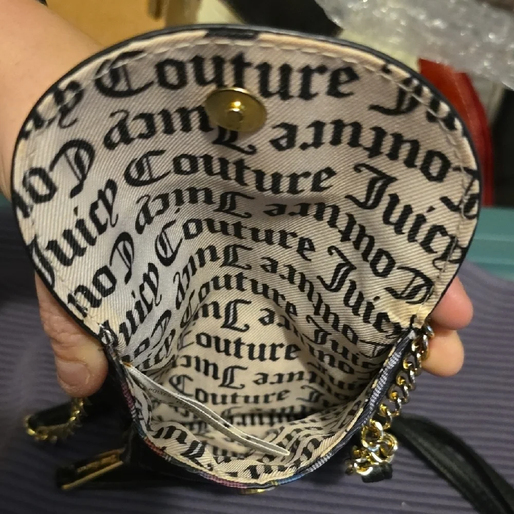 Juicy Couture Black and Multicolor Plaid Crossbody Bag